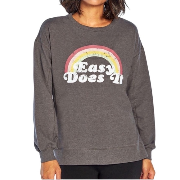 Wildfox NWT  Sommers "Easy Does It" Rainbow Graphic Sweatshirt - Picture 6 of 6